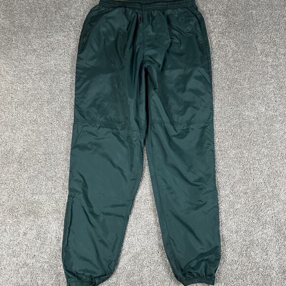 Vtg Nike Track Pants Mens 2XL Hunter Green Nylon Ankle Zip Y2K Drawstring Swoosh - Picture 1 of 11